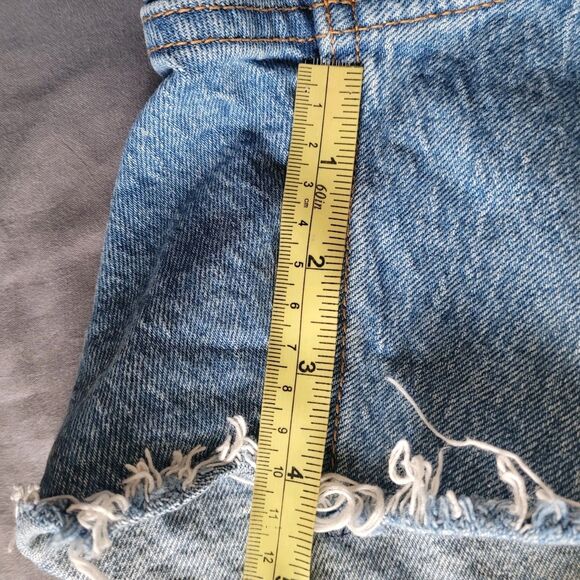 Abercrombie & Fitch Curve Love The Dad Cutoff Short Womens Sz 26 Blue High Rise - Picture 6 of 7